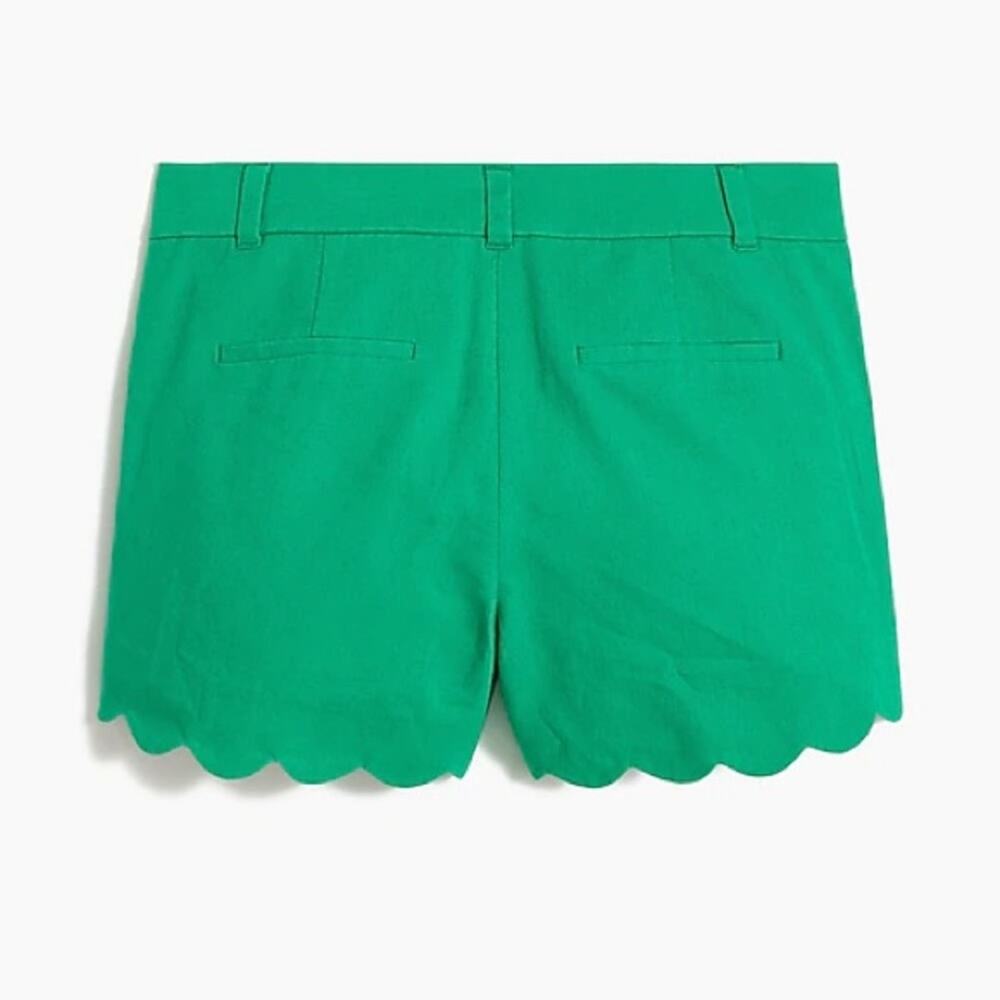 J Crew Bright Green Scallop Hem Linen Blend Shorts, Sz 00 - Picture 8 of 9